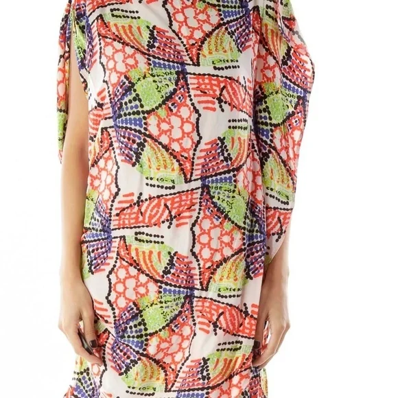 Maria + Cornejo Red Green Blue Printed Shift Dress - Picture 3 of 4